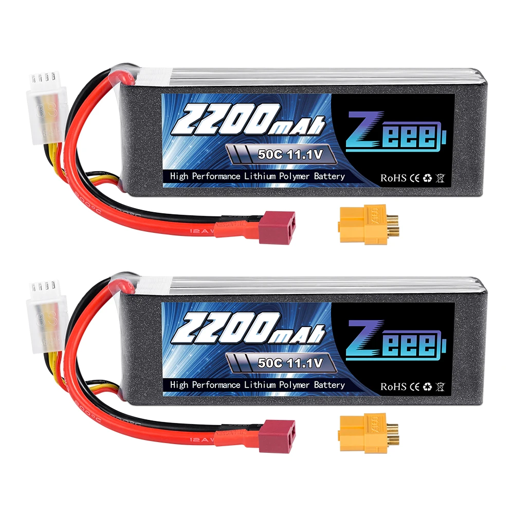 2 шт. Zeee LiPo аккумулятор 11,1 V 3S 2200mAh 50C для радиоуправляемого автомобиля с штекером Deans XT60 разъем для радиоуправляемого вертолета дрона лодки самолета