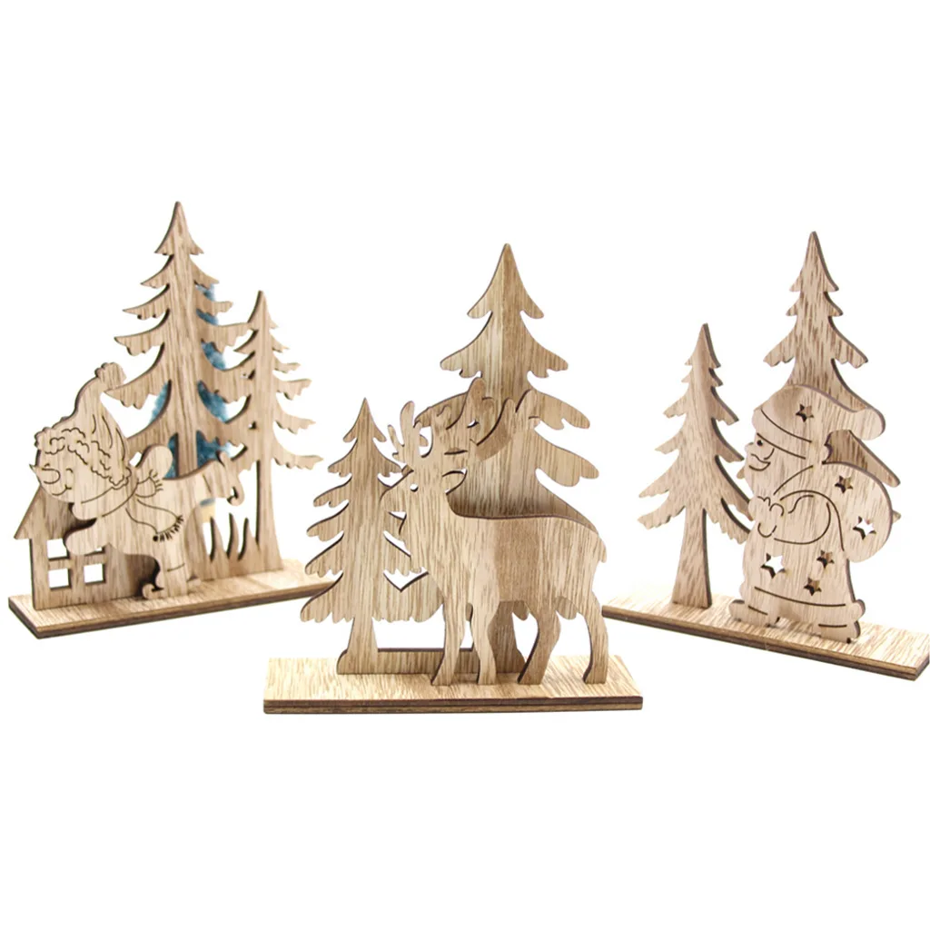 DIY Деревянные рождественские олени милые деревянные поделки безделушки