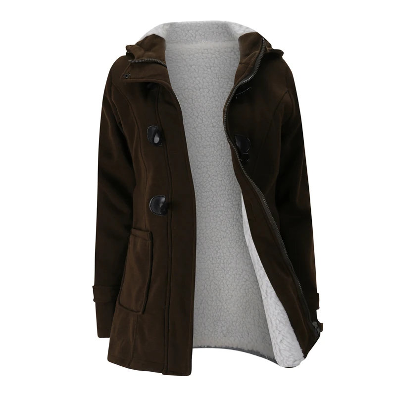 Женское зимнее пальто с капюшоном, плотное, более размера d, зимнее длинное пальто, женская хлопковая куртка, модная повседневная однотонная женская парка размера плюс