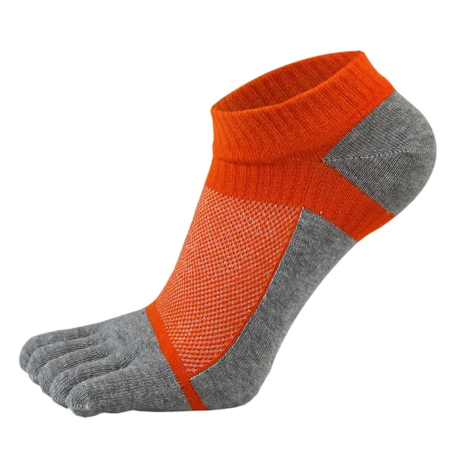 VERIDICAL Pure Cotton Five Finger Socks Mens Sports Breathable Comfortable Shaping Anti Friction Men's Socks With Toes EU 38-44 orange
