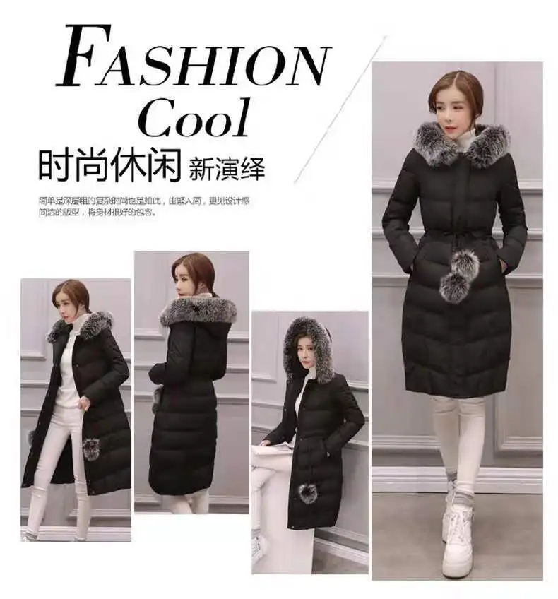 Cotton-padded Clothes Women's Mid-length Explicit Thin Waist Ball Winter New Style Students Korean-style Slim Fit Thick Cotton-p