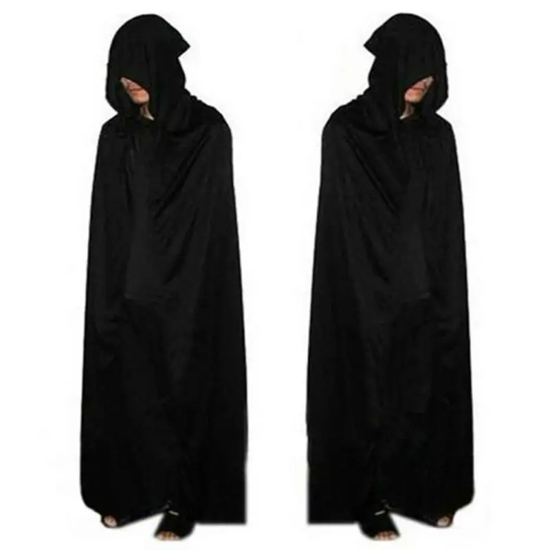 Черная накидка на Хэллоуин с капюшоном плащ волшебника ведьмы вампира