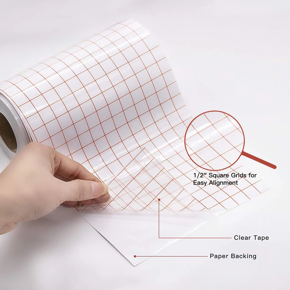 Adhesive Vinyl Sheets Adhesive Vinyl Adhesive Vinyl Film Vinyl Application Tape Adhesive Vinyl Stickers Adhesive Vinyl Transfer Paper Tape Roll Transparent w Red Alignment Grid Mid Tack Craft Decals Sheet DIY 30*20cm/100cm