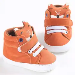 Осенняя обувь для малышей; хлопковые нескользящие тапочки для малышей с лисьим носком и кружевом на мягкой подошве; 1 пара; обувь для