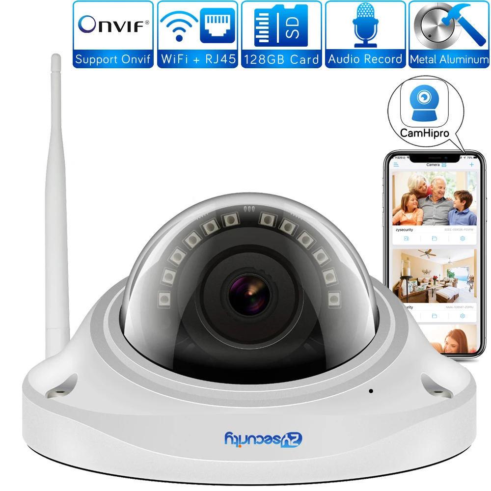 Купольная камера с Wi-Fi 1080p антивандальная Onvif 20 м ночного видения SD-карта