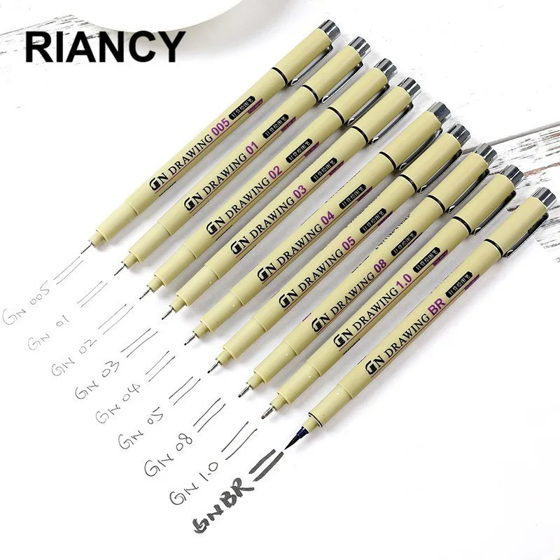 

Pigment Liner Micron Ink Marker Pen Soft Brush Drawing Painting Pen Art Markers Black Fineliner Sketching Pens 04364