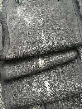 

1pcs black Genuine Stingray Skin Leather Hide Pelt Black About 1.1mm thick