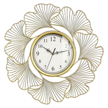 

Iron Fashion Wall Clock Living Room Creative Numbers Quartz Wall Clocks Ginkgo Leaf Silent Montre Mural Home Decoration EF50WC