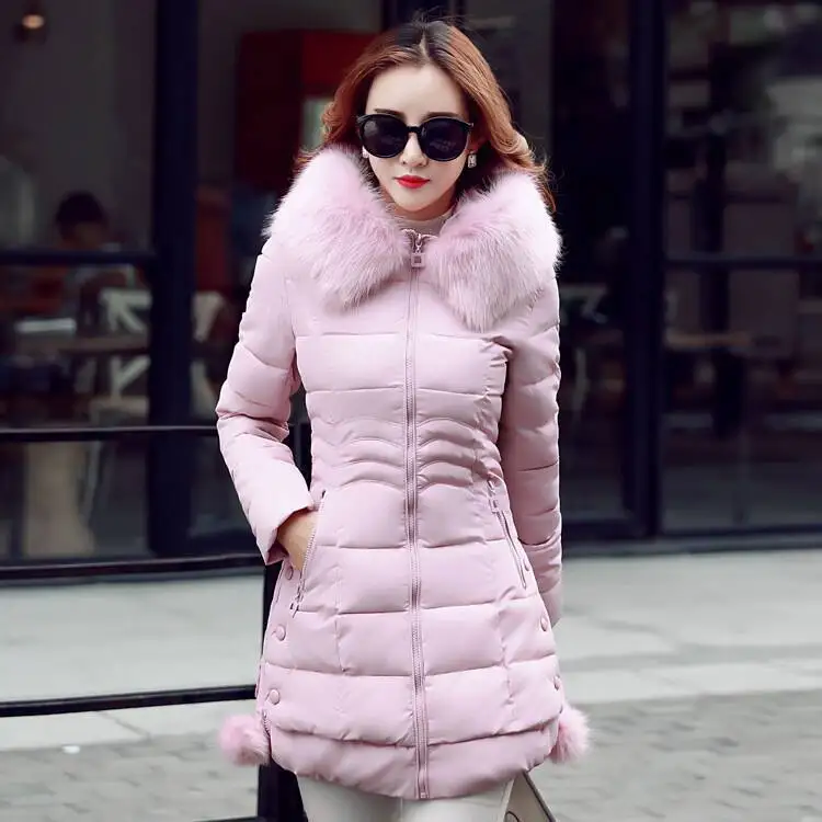 

New Style Cotton-padded Clothes WOMEN'S Mid-length Cotton-padded Clothes Women's Plus-sized Hooded Women's Clothing Cotton-padde