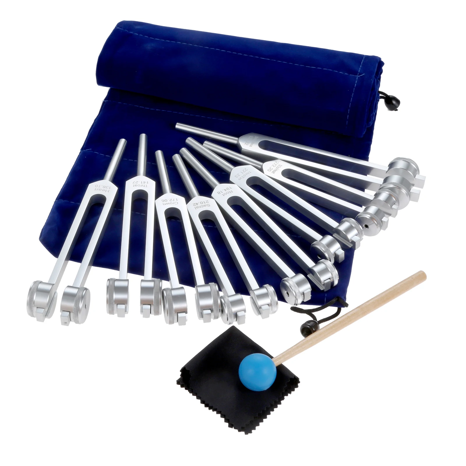 Garfos com Martelo de Silicone Pano de Limpeza para Reparação de Dna Terapia de Som Pces Chakra Soul Purpose Ponderada Ajuste Bolsa Cura 8 & - Image 5