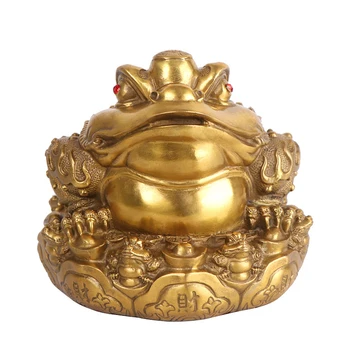 

LAOJUNLU Pure Copper Yuanbaos Gossip Gold Toad Ornaments King Of Gold Toad, Small diameter 22 high 18 cm weight about 2.0kg
