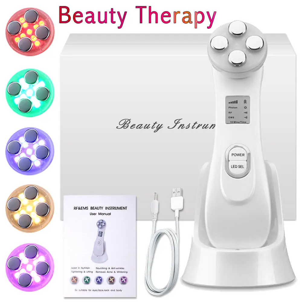 

LED Beauty Light Skin RF EMS Face Colors Photon Treatment Lifting Tighten Anti Facial Wrinkle Mask Therapy Body Care SPA Device