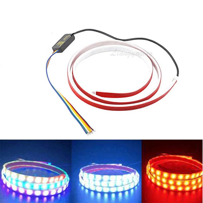 

120cm/150cm LED Car Tail Trunk Tailgate Strip Dynamic Streamer Turn Signal Braking Lamp Reverse Warning LED Strip DRL 12V