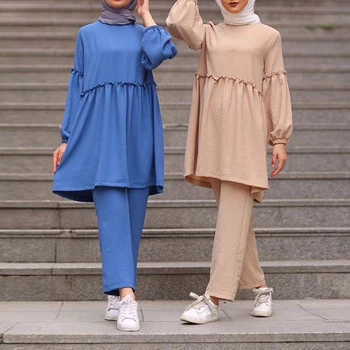 

Abaya Turkey Two-piece Muslim Sets Hijab Dress Kaftan Islam Clothing For Women Ensemble Femme 2 Pieces Pantalon Elegant Musulman