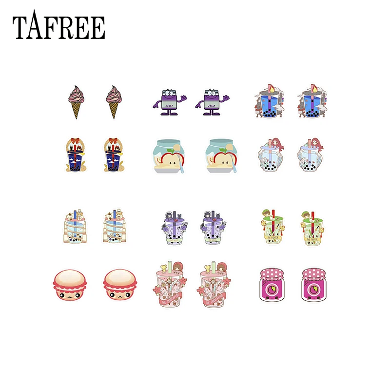 TAFREE Kawaii Мультфильм пищевая Смола серьги Желейная банка акриловые Клипсы Серьги