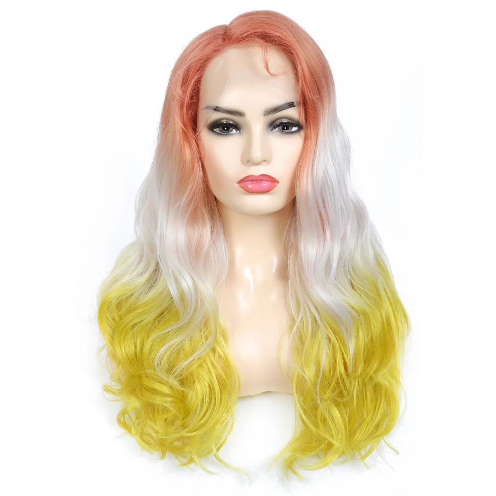 Dianteira do Laço Cinzentas para as Mulheres Glueless do Laço com Fibra Resistente ao Calor do Cabelo do Bebê X-tress Peruca Sintético Ombre Perucas Lado Parte Onduladas 14 Apliques e perucas