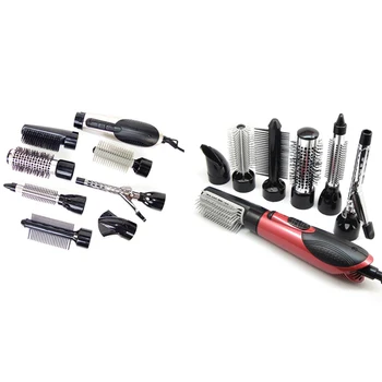 

US Plug 7 in 1 Multifunction Professional Negative Ion Hair Dryer with Comb Hair Dryer Set Curling Wand Straight Hair with 7 Att