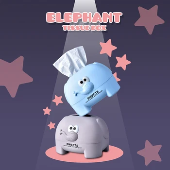 

1PC Thicken Cute Cartoon Elephant Tissue Box Living Room Bathroom Bedroom Dining Room Universal Roll Paper Tray Storage Tool