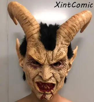 

Scary Lucifer mask demon devil Horn latex Masks Halloween movie cosplay Props Festival Party props Adults Horrible
