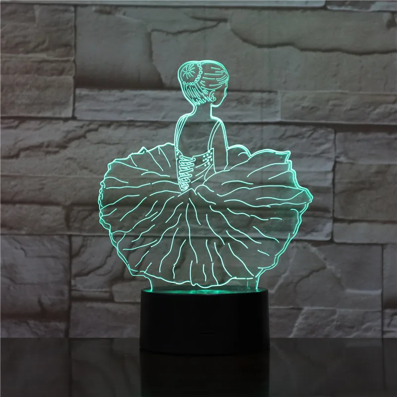 Ballet Girl 3D Led Night Light 7 Color Changing Usb Table Lamp Usb