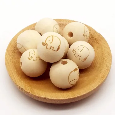 10 шт DIY ювелирные изделия 20 мм дерево цвет лазерная гравировка смайлик звезда Корона Слон Лотос деревянный шарик серьги браслет аксессуары - Цвет: elephant