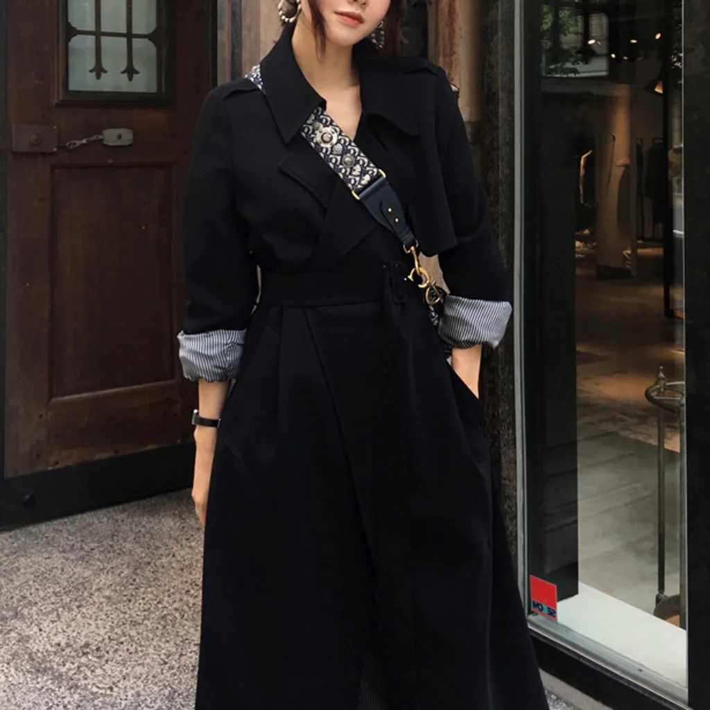 Chaqueta mujer, зимнее пальто для женщин размера плюс, длинный рукав, длинный, на каждый день, с карманами, с поясом, верхняя одежда, плащ-пыльник, abrigos mujer invierno