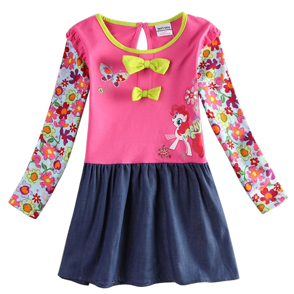 

Girl Long Sleeve Dress Little Pony Cotton Autumn New Cartoon Figure Girl for Kids Wearing Long Sleeve Dress H6491D