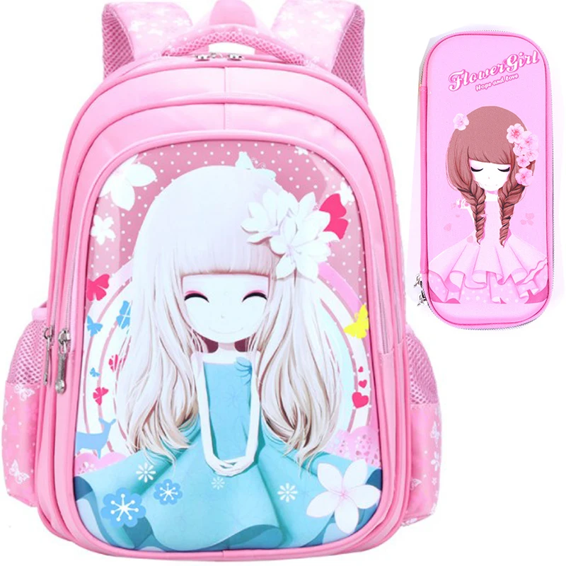 Школьные сумки для девочек, школьный ортопедический рюкзак для детей 1, 3, 5, 6 лет, водонепроницаемый рюкзак для девочек, маленький розовый школьный рюкзак принцессы