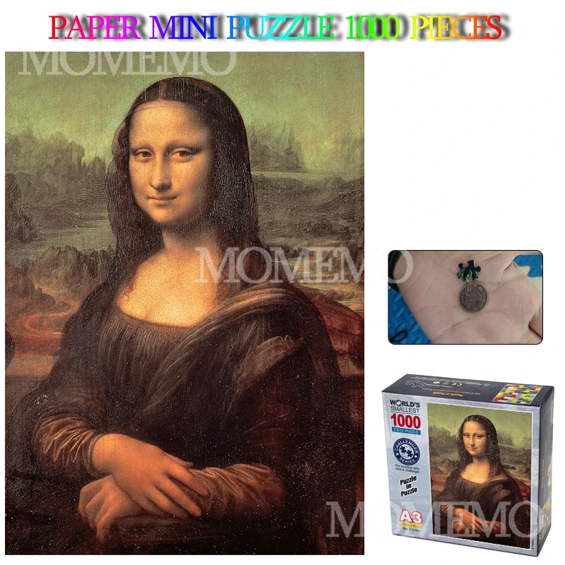 Mona Lisa мини-паззлы 29*42 см всемирно известная картина маслом 1000 штук бумажные головоломки Для Взрослых Подростков Детей Семейные забавные игрушки