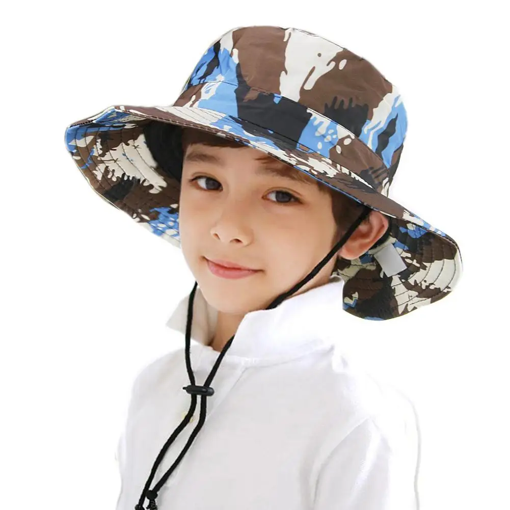 Tanio Odkryty kamuflaż dla dzieci duży kapelusz UPF50