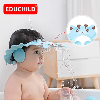 Educhild Baby Shower Cap Shampoo Cap Wash Hair Kid Bath Visor Hats Adjustable Shield Waterproof Ear Protection Eye Children Hats tanie i dobre opinie CN (pochodzenie) W wieku 0-6m 7-12m 13-24m 25-36m 4-6y 7-12y Z tworzywa sztucznego Babies z możliwością zmiany rozmiaru