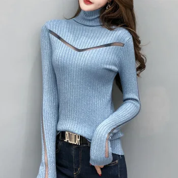 

Turtle-Neck Sweater Women's Spring Winter Slim-Fit Bottoming Shirt Stretch Long Sleeve Sweater Bodycon Sweaters Tops Female