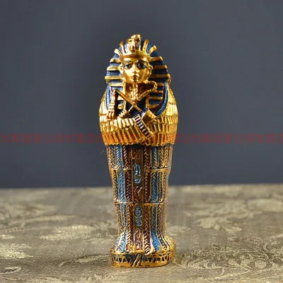 12X3.5X3.5cm Древняя египетская Пирамида Мумия статуя смолы ремесла Золотая маска Фараон гроб фигура Искусство Скульптура домашнее настольное украшение R2926 - Цвет: 12X3.5X3.5cm