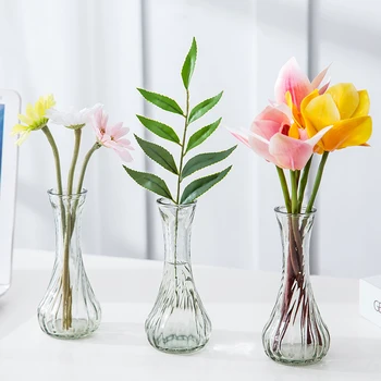 

1pc European-style Transparent Glass Vase Living Room Flower Arrangement Decoration Mini Hydroponic Dried Flower Glass Bottle