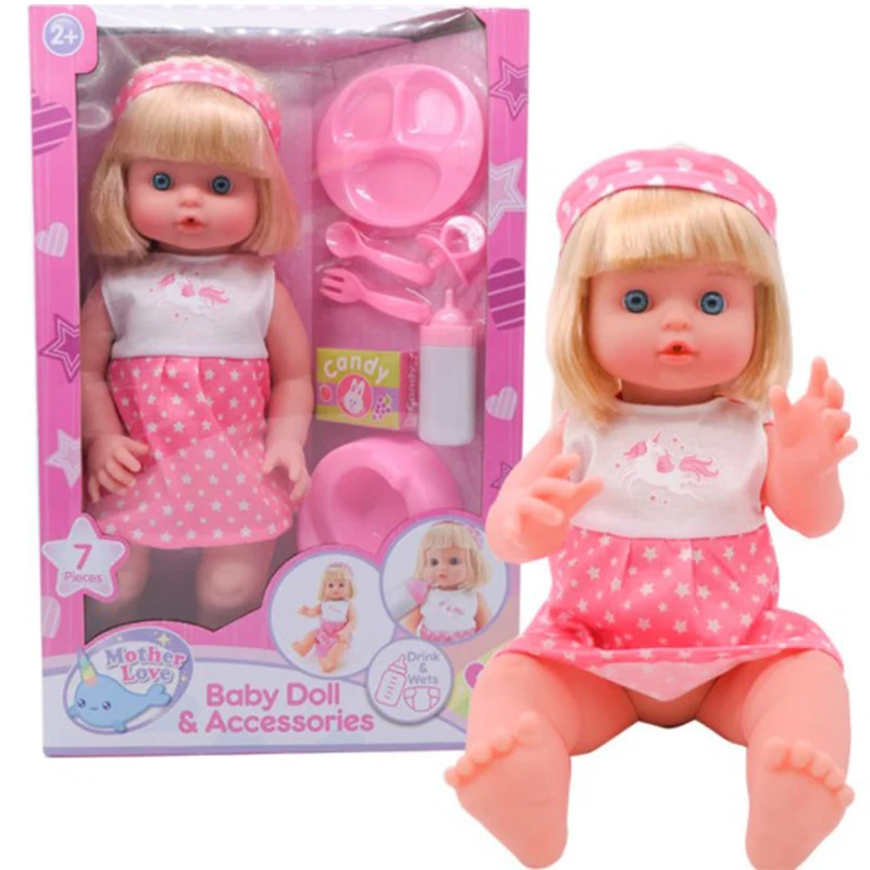 

16inch simulation baby doll can drink water and pee newborn bebe bonecas children play house Early education toys gift