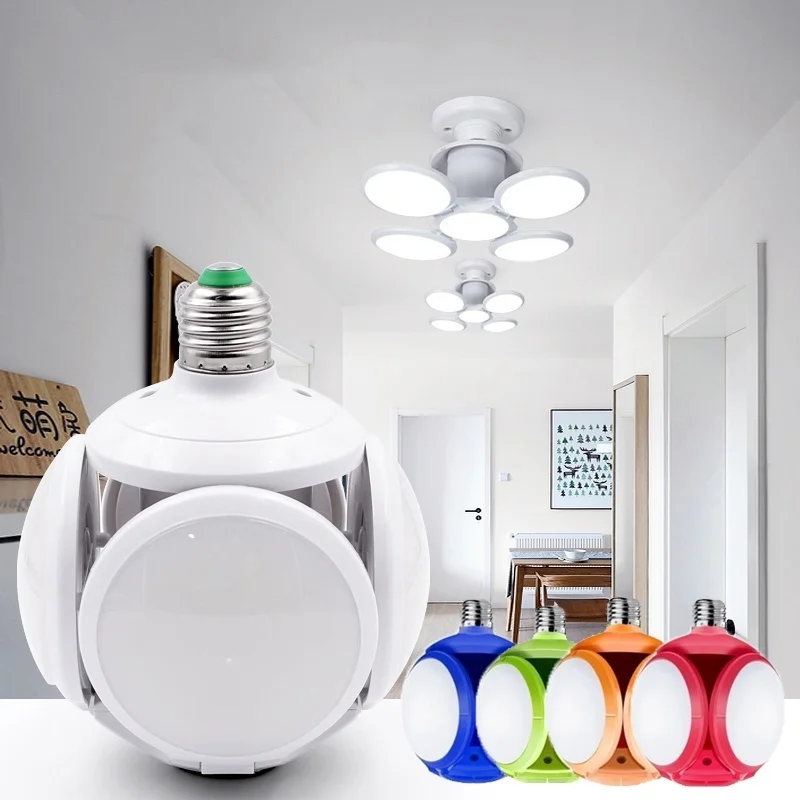 40W E27 LED Football Bulb 5 Leaf Adjustable High Brightness Light Heat Resistant Telescopic Led Foldable | Освещение