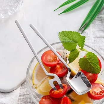 

Stainless Steel Wall-mounted Gold Plated Fruit Fork spoon Multiple Use Snack Cake Dessert Forks spoon home kitchen Flatware set