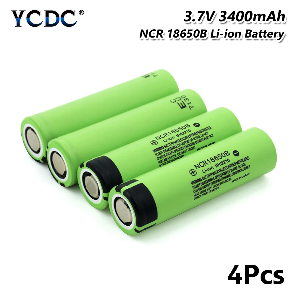 4 Pcs Аккумулятор Panasonic NCR 18650B, 3,7 в, 3400 мА/ч, литий-ионный аккумулятор, фонарь, мини-вентилятор, геймпад, фонарь, фонарик, аккумулятор - Цвет: 4 Pcs