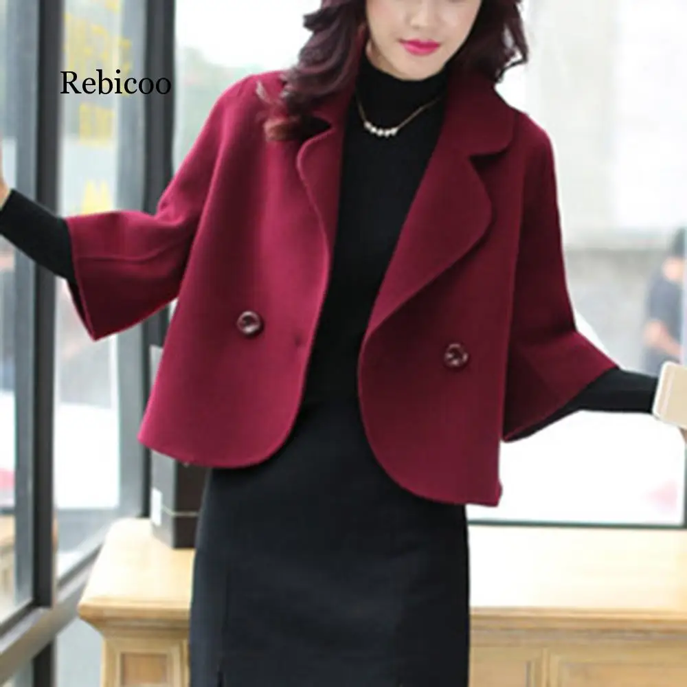 Goedkoop 2019 Vrouwen Winter Revers Elegante Jas Casual Korte Jasje