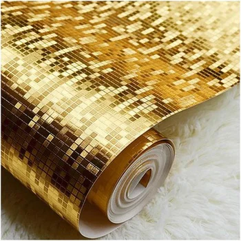 

hot sale PVC 3d wallpaper decorative gold wall paper papel pintado color dorado