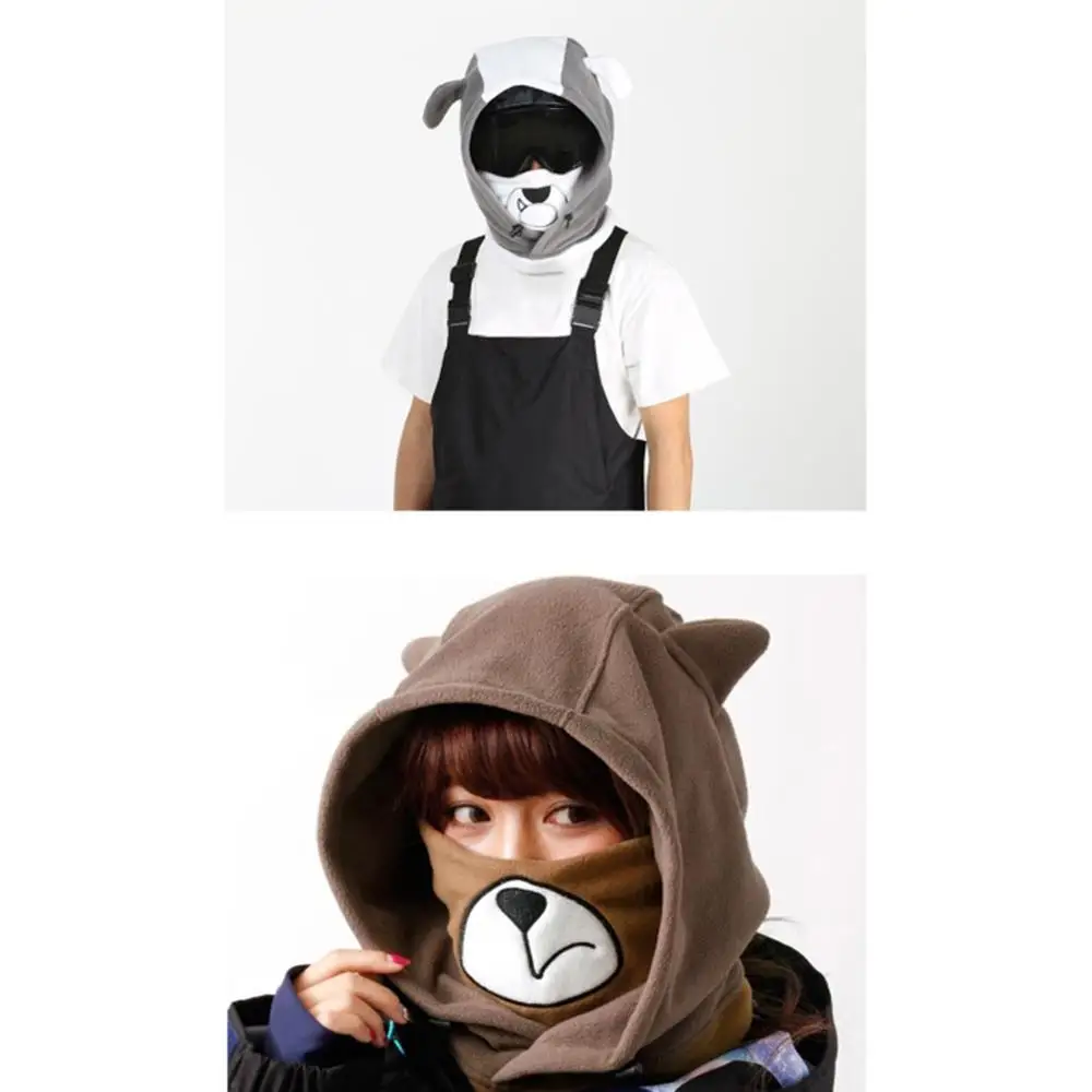 Adorable Skiing Headgear Cartoon Animal Pattern Full Face Thermal Outdoor Protective Balaclava Hood Ski Cycling Mask Helmet