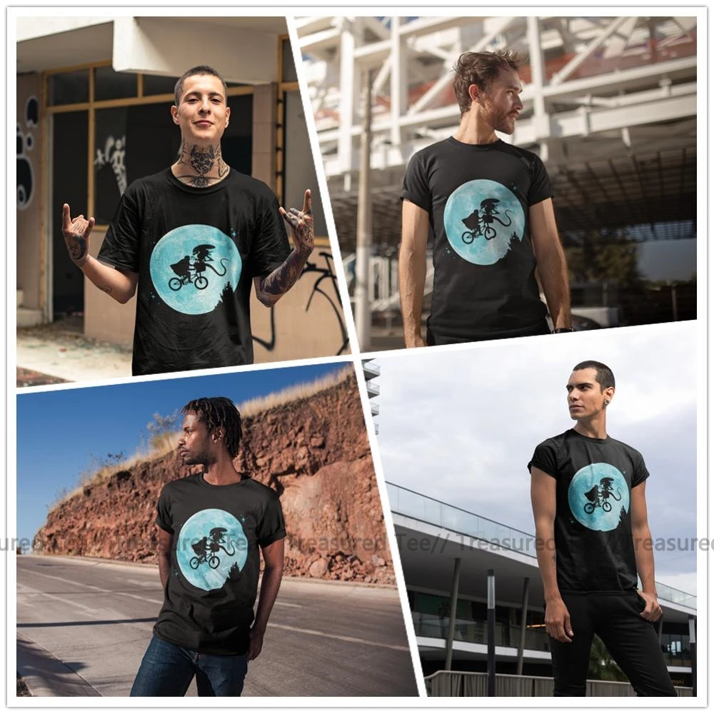 Goede ET T shirt Cartoon Print ET. Vs Aliens T Shirt Classic Heren Tee Shirt Katoen Korte Mouwen Grappige Grafische 6xl Casual Tshirt
