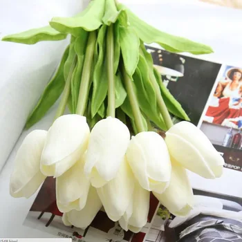 

25pcs Mini PU Tulip Flower 32cm Single Head Wedding Flower Bouquet Artificial Flowers Home Festival Party Decoration Supplies