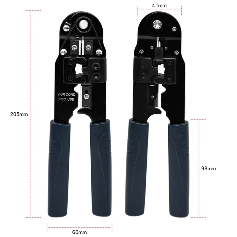Cable Crimper,8P8C Rj45 Ethernet Connector Crimp Computer Hand Tools Multifunction Wire Pliers, Stripping, Thread Trimming