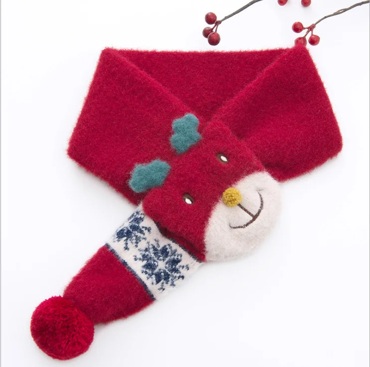 Red scarf Детский Теплый осенне-зимний Корейский кашемировый слюнявчик для мальчика и девочки, длинный шарф - Цвет: Red scarf