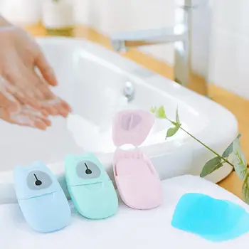 

50Pcs Travel Soap Paper Disposable Outdoor Travel Hand Washing Shower Paper Soap Scented Sheets Mini Soap Paper Personal Care