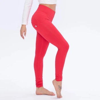 

Melody Four Ways Stretchable High Waist Push Up Leggings mujer Red Color Zipper Fly Sexy Plus Size Women leggins