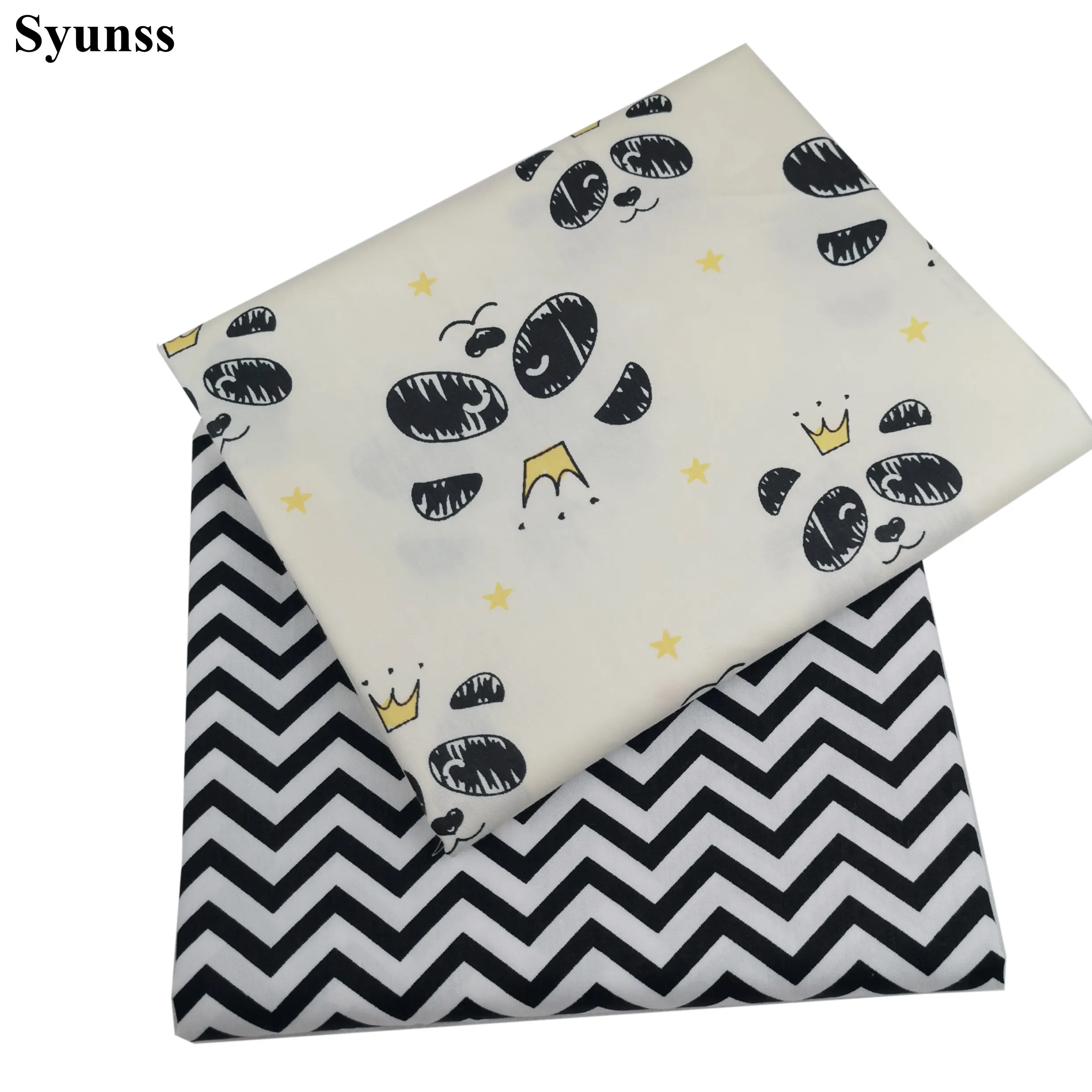 Syunss, новинка, панда, лицо, волны, напечатаны, хлопок, ткань для поделок, лоскутное шитье, детские кроватки, тканевые подушки, одеяло, шитье, Tissus