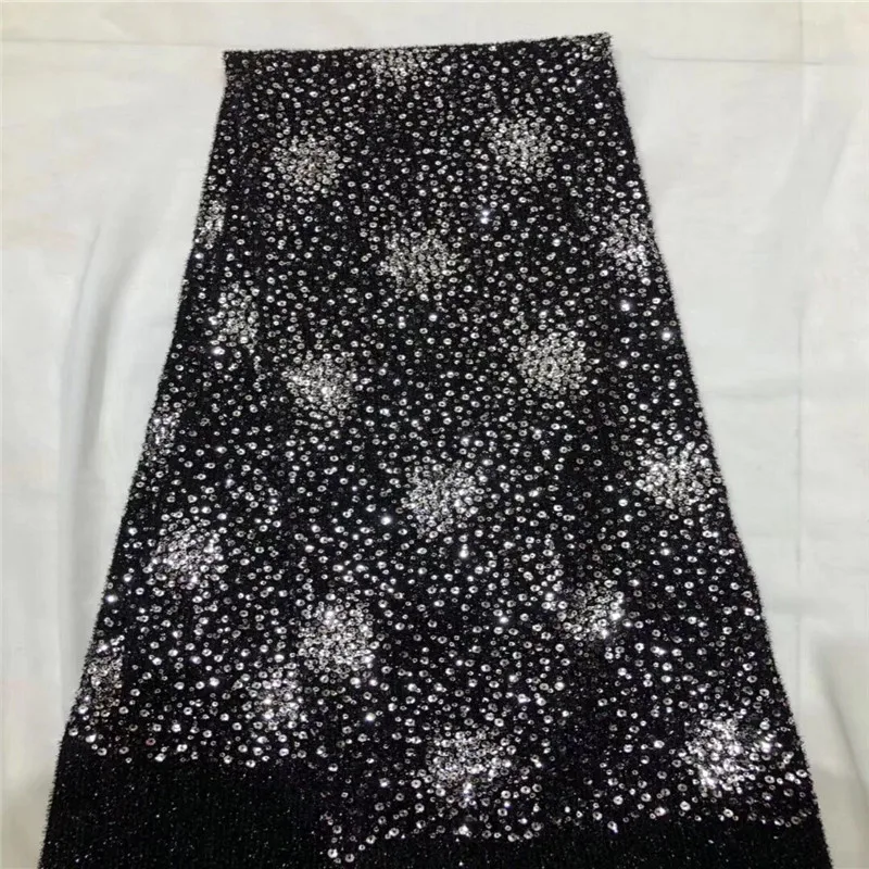 Черный серебряный 2019 последние бархат Французский Африканский кружевной ткани с