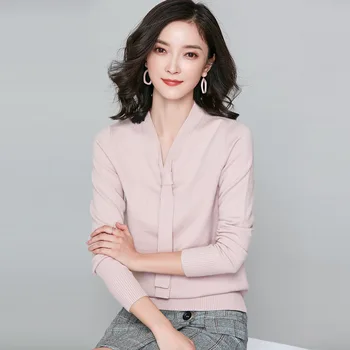 

Women's Sweater Women's Long-sleeved Sweater 2019 Autumn New Han Fanwen Art Loose Sweater Ladies Bottoming Shirt